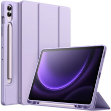 Étui compatible avec la tablette Samsung Galaxy Tab S9FE+ / S9FE Plus 12,4 pouces avec porte-stylet S Pen, en TPU souple avec support pliable en