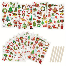 Christmas Craft Stickers Set - 16 Sheets with Santa, Snowmen & Holiday Designs for Scrapbooking, Journals, Laptops, Water Bottles, Phones - Easy