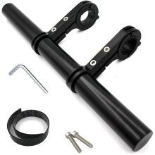 Bicycle Handlebar Extender 10.2in, Aluminum Alloy Multi-functional Extension Bracket Compatible with Computer & Light Mount (Black)