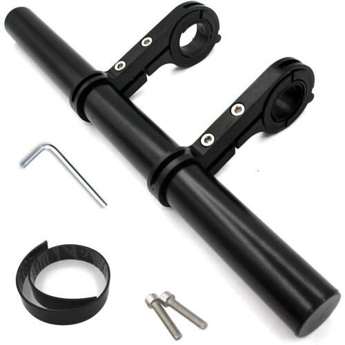 Bicycle Handlebar Extender 10.2in, Aluminum Alloy Multi-functional Extension Bracket Compatible with Computer & Light Mount (Black)