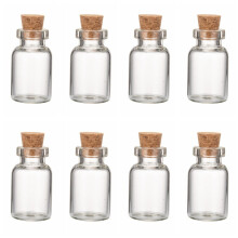 20 frascos de vidrio con cuentas y tapón de corcho, botella de los deseos transparente