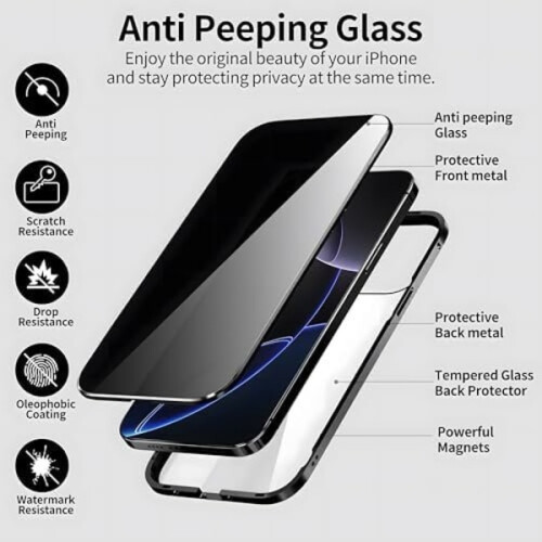 Étui magnétique double protection compatible avec iPhone 16 Pro, violet 1