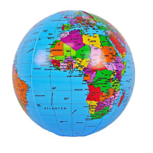 Inflatable globe/Bath ball Ø 40cm with map, Swedish text multicolor