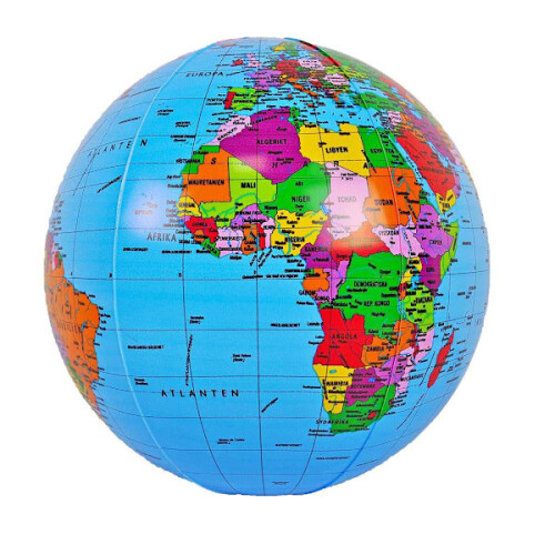 Inflatable globe/Bath ball Ø 40cm with map, Swedish text multicolor