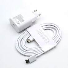 Compatible avec l'adaptateur de charge ultra-rapide Samsung 25 W et son câble USB-C de 1,8 m (3 A) pour Galaxy S20-S24, Ultra, Z Flip, Fold6-2, blanc