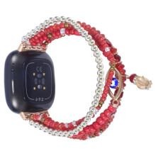 Geschikt voor Fitbit Versa3 / Sense Eye Bead Chain horlogebandje rood