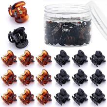 48 mini fermagli per capelli piccoli per donne e ragazze (nero e marrone)