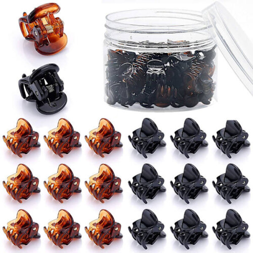 48 mini fermagli per capelli piccoli per donne e ragazze (nero e marrone)