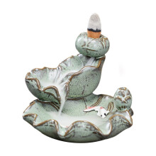 Wierookbrander met terugstroomeffect, ontspannend, helend, kalmerend, emotioneel, glanzend keramiek, lotus-/berg-/visdesign, wierookhouder, ornament,