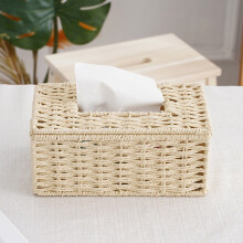 Porta-lenços Quinlirra em rattan, porta-guardanapos trançado, dispensador de vime natural, organizador decorativo para banheiro e cômoda