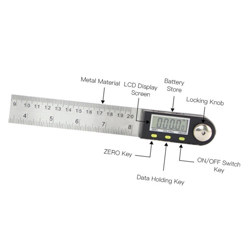 Pinnaco Digital LCD Display Angle Ruler Stainless Steel Electronic Goniometer Protractor Measuring Tool 1