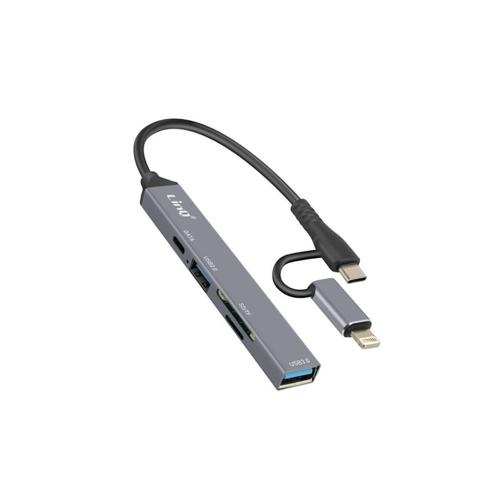 Hub Usb-C And Lightning - Linq - 1X Usb-C - 2X Usb - Sd/Tf Reader Black 9395123175744