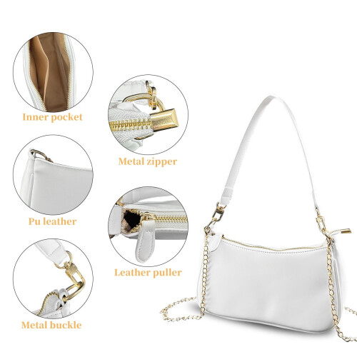 Τσάντα χειρός Clutch Tote, μικρή τσάντα με 2 αφαιρούμενα λουράκια, κλείσιμο με φερμουάρ 2