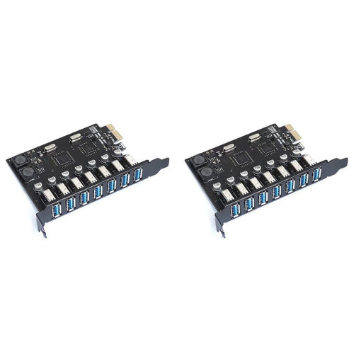2X Προσαρμογέας USB3.0PCI Express PCI E σε 7 θύρες Κάρτα προσαρμογέα επέκτασης USB3PCIe PCI-E X1