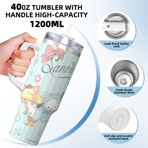 Sanrio 40oz H2.0 Ποτήρι από ανοξείδωτο ατσάλι με μόνωση κενού αέρος με καπάκι και 1