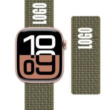 Nylon-Armband mit Schlaufe, kompatibel mit Apple Watch 40, 41, 42, 44, 45, 46, 49 mm, iWatch Series 10, 9, SE, 7, 6, 5, 4, Ultra 2, Dunkelgrün