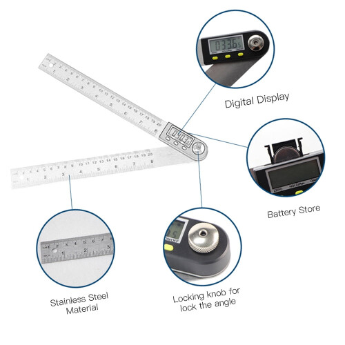 Pinnaco Digital LCD Display Angle Ruler Stainless Steel Electronic Goniometer Protractor Measuring Tool 2