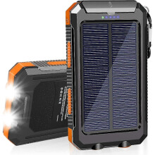 Carregador solar portátil à prova d'água de 20000mAh com duas portas USB de 5V e LED (modelo 2024).