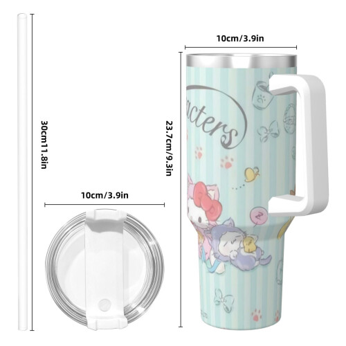 Sanrio 40oz H2.0 Ποτήρι από ανοξείδωτο ατσάλι με μόνωση κενού αέρος με καπάκι και 2