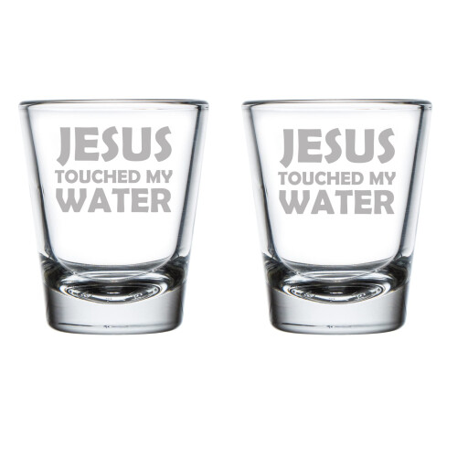 Σετ 2 Σφηνοπότηρων 1,75oz Σφηνοπότηρο Jesus Touched My Water Αστείο