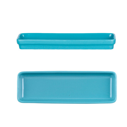 Blue Ceramic Rectangular Serving Platter for Sushi, Appetizers, Snacks, Desserts - Party Tray Compatible with Sushi Plates 2