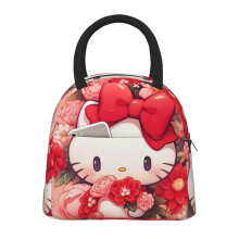 Lancheira térmica portátil Hello Kitty, com bolso frontal, ideal para homens, mulheres e adolescentes.