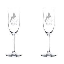 Set aus 2 Champagnerflöten aus Glas, Sektgläser, Fairy Believe (8oz, Stiel)
