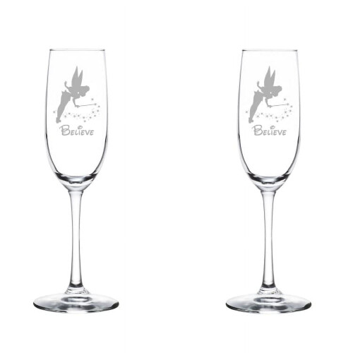 Σετ 2 Ποτήρια Σαμπάνιας για Αφρώδη Οίνο Fairy Believe (8oz με Στέλεχος)