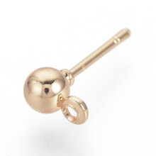 20 ks železných kuliček do náušnic s očkem pro výrobu náušnic, růžové zlato, 6,5x4 mm, otvor: 1 mm, jehlice: 0,8 mm