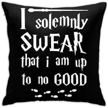 Capa de almofada decorativa "Solemnly swear" 45x45cm (18x18 polegadas) - Capa de almofada fofa com a frase "Solemnly swear" para decoração de casa,