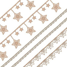 12 Yards 3 Styles Gold Embroidery Lace Ribbon Trim Filigree with Star Flower Pattern Edging Trimmings Fabric Sewing