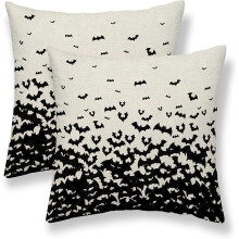 Conjunto de 2 capas de almofada de Halloween 50x50cm, com estampa de abóbora fantasma, nas cores laranja e preta, perfeitas para decoração
