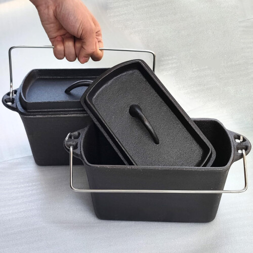 Cast Iron Loaf Oven Pan - Rectangular Baking Pan for home baking (2 PCS, 4.33"x4.92"x8.66")