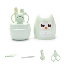 HAOAN Baby Nagelknipper 4-in-1 Babyverzorgingsset met etui: nagelknipper, schaar, pincet en nagelvijl, groen