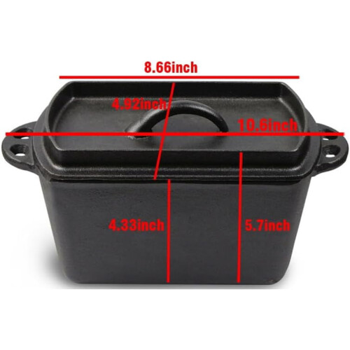 Cast Iron Loaf Oven Pan - Rectangular Baking Pan for home baking (2 PCS, 4.33"x4.92"x8.66") 1
