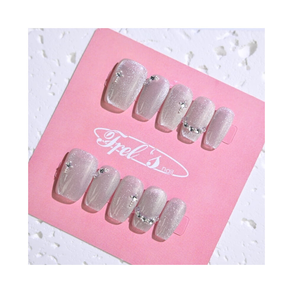 Frely's nail TRAPEZE Graceful ,Handmade nail art,Press-On Nails, Holiday Gift Set with Holiday & Shine,& S