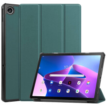 Étui pliable vert foncé compatible avec la tablette Lenovo Tab M10Plus (3e génération).