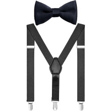 ZDWQFA Boys' Elastic Suspenders and Bow Tie Set Adjustable