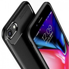 Coque antichoc FullCarbon V4 noire, compatible avec iPhone 7/8/SE (2020 et 2022).