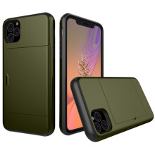Compatible avec les coques pour iPhone 11 Pro dotées d'un porte-cartes - Vert militaire