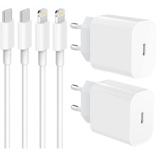 (2 pièces) Chargeur rapide 20 W compatible iPhone ET câble Lightning USB-C 20 W (2 pièces) (1 m + 20 W)