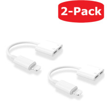2-Pack Lightning Splitter to compatible with iPhone 2-in-1 Cable Adapter White