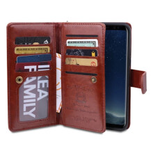 Étui portefeuille 9 emplacements pour cartes de ROYBEN compatible avec Samsung Galaxy S8+ marron