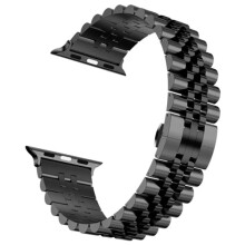 Bracelet Royal en acier inoxydable - Élégant et raffiné - Compatible avec Apple Watch 38 mm/40 mm/41 mm - Noir
