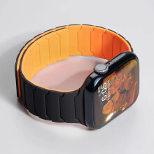 Correa magnética de silicona compatible con Apple Watch Ultra2 de 49 mm, Series 9-3 de 38-44 mm, iWatch SE, Black Orange S10