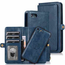 Étui portefeuille double - compatible avec iPhone SE 2020 Bleu foncé