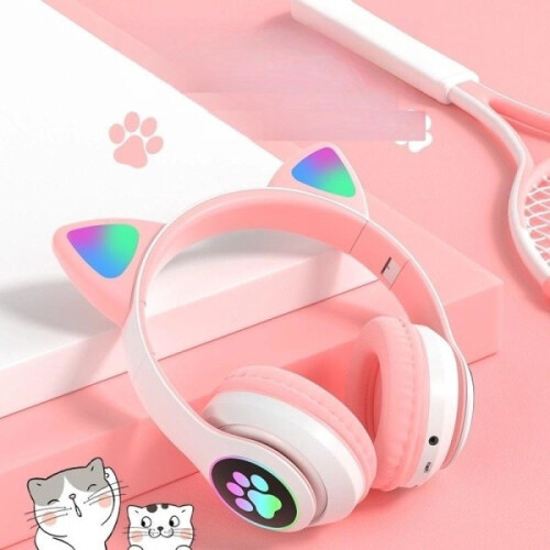 Écouteurs sans fil Bluetooth à oreilles de chat, bleus 1