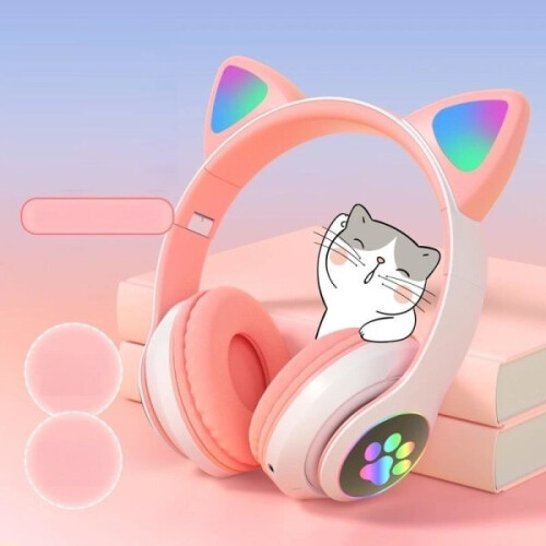 Écouteurs sans fil Bluetooth à oreilles de chat, bleus 2
