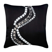 Fundas para cojines de sofá HomeCentric, paquete de 2, 30 x 30 cm, fundas decorativas de seda negra con bordado de cristales, Pascua - Zigs N Zags