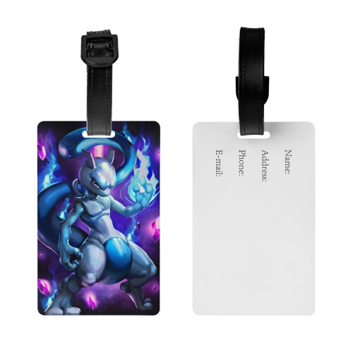Χαριτωμένη ετικέτα αποσκευών Mewtwo Pokemon για βαλίτσες, διακοσμητικά είδη, δώρο, 1